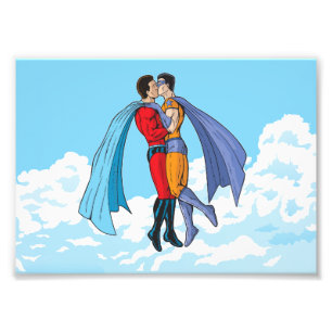 Foto Los dos superhéroes de Slipperyjoe besándose f