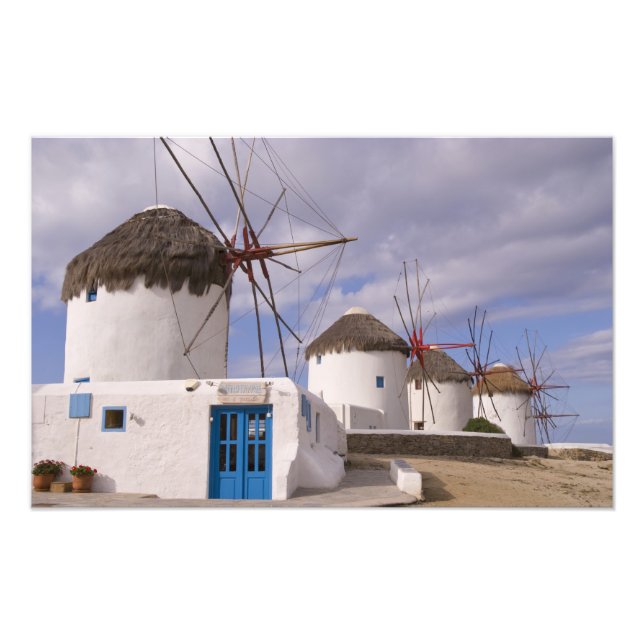 Foto Los molinos de viento de Mykonos en las islas grie (Frente)