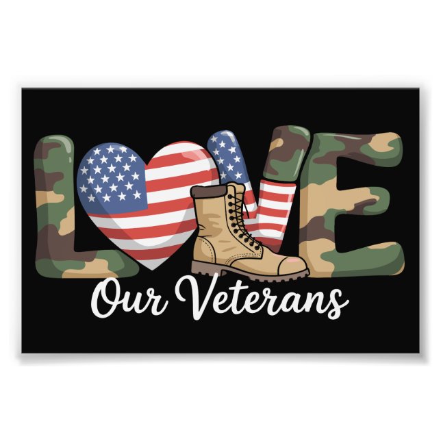 Foto Love Our Veterans Day Proud Military American Flag (Frente)