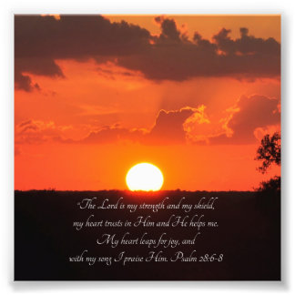 Foto Lovely Sunset Psalm 28:6-8 Scripture Print