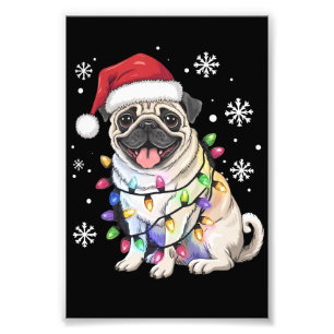 Foto Luces de Navidad de Pug de Santa Amante del Perro 