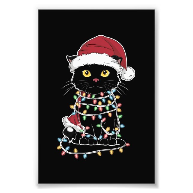 Foto Luces de Navidad para Amantes de Gatos Divertidos (Frente)