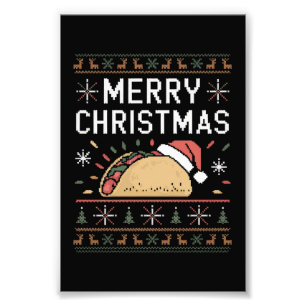 Foto Luces de suéter feas de Navidad Santa Taco Navidad