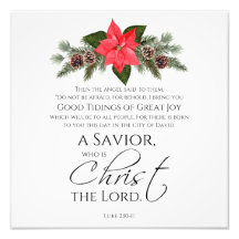 Luke 2:10-11 Good Tidings Poinsettia Navidades