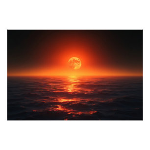 Foto Luna Encaramada Sobre El Cálido Océano Fantasía Su
