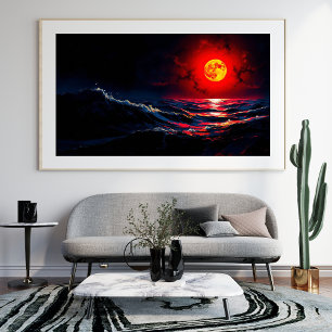 Foto Luna Roja sobre la marea de tormenta marina