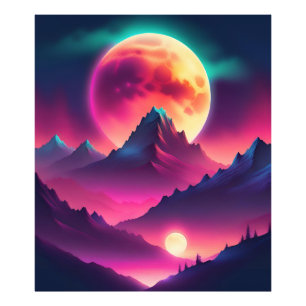 Foto luna surgiendo entre las montañas