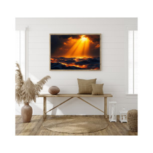 Foto Luz de luna dorada sobre el paisaje marino de las 