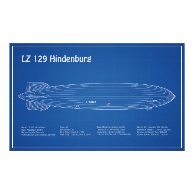 Foto LZ 129 Hindenburg - Aviso Planes de Blueprint AD (Frente)