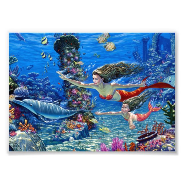 Foto madre de sirena y bebé (Frente)