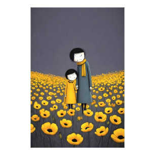 Foto Madre e hijo agarrados de la mano en una flor dora