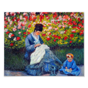 Foto Madre y niño monet en el jardín
