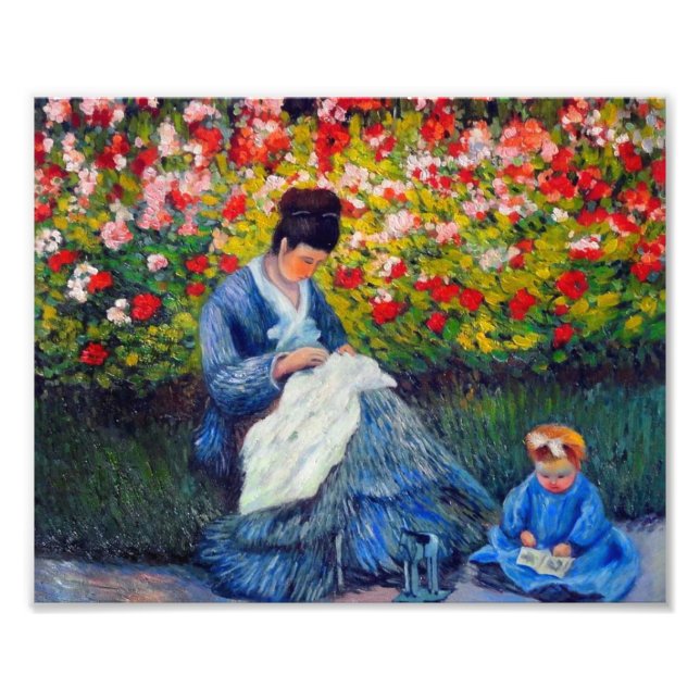 Foto Madre y niño monet en el jardín (Frente)