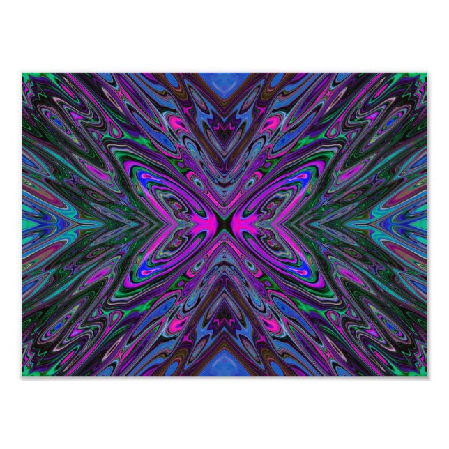 Foto Magenta trippy, mariposa abstracta azul y verde (Frente)