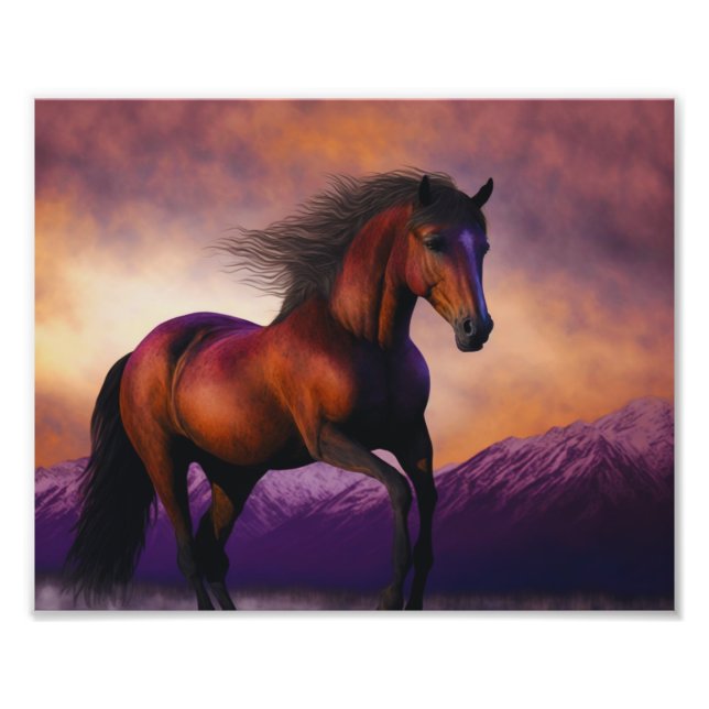 Foto Majestic Hípica Stallion Animal Mountain Sunset (Frente)