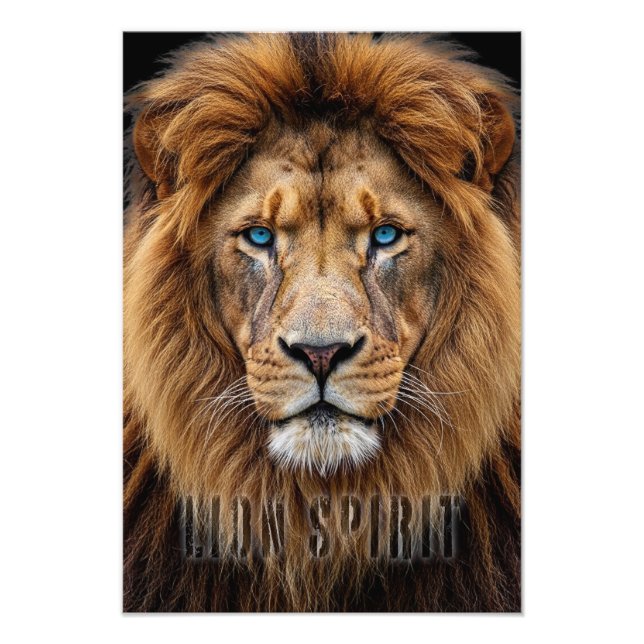 Foto Majestic Lion Face with Blue Eyes | Wildlife Anima (Frente)