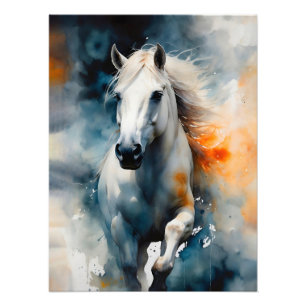 Foto Majestic White Horse in Watercolor