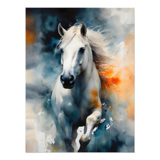 Foto Majestic White Horse in Watercolor