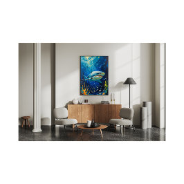 Foto Majestuosa pintura submarina vibrante de tiburón