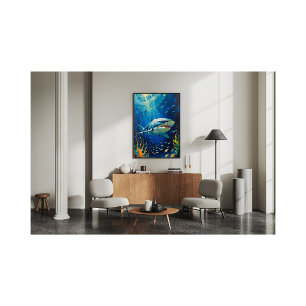 Foto Majestuosa pintura submarina vibrante de tiburón