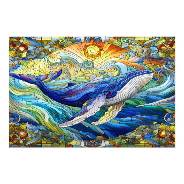 Foto Majestuoso Mosaico Marino A Ballena De Vidrio Manc (Frente)