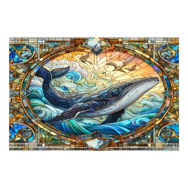 Foto Majestuoso Mosaico Marino A Ballena De Vidrio Manc (Frente)