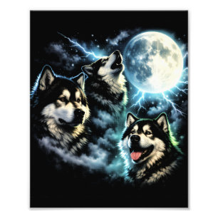 Foto Malamute de Alaska aullando a la luna Perro ártico
