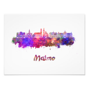Foto Malmo skyline in watercolor