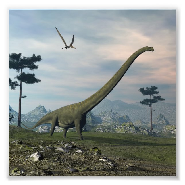 Foto Mamenchisaurus dinosaurio camina -reno 3D (Frente)
