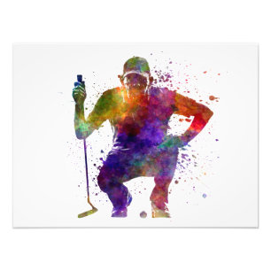 Foto man golfer crouching silhouette