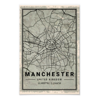Foto Manchester united kingdom map print poster canvas