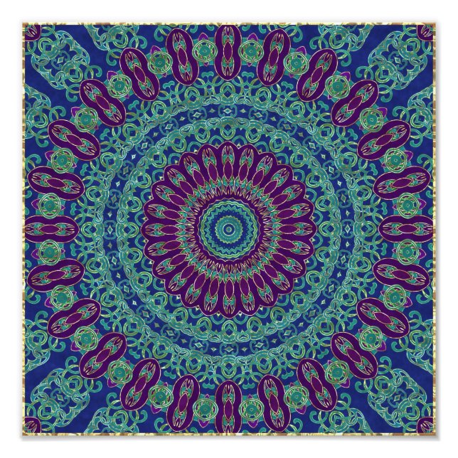 Foto Mandala morada, azul y verde (Frente)