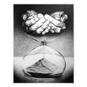 Foto Manos de reloj de arena Dibujo a lápiz Arte surrea