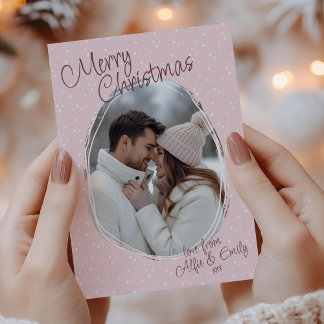 Foto manuscrita rosa romántica Feliz Navidad