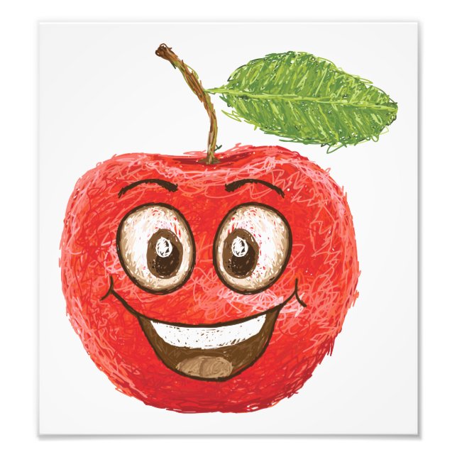 Foto manzana roja feliz fruta (Frente)