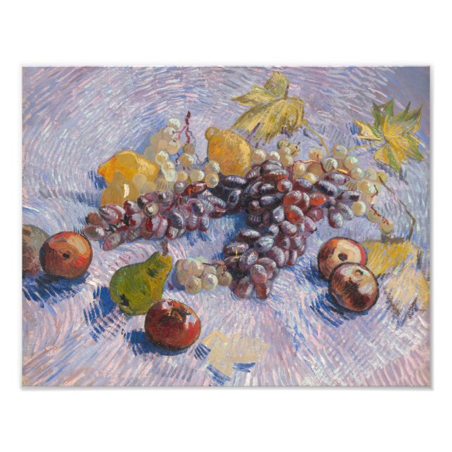 Foto Manzanas, peras, lemas y uvas | Pintura de época (Frente)