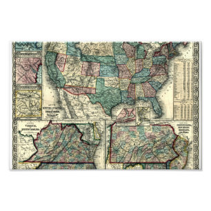 Foto Map of United States 1861 vintage pictorial map