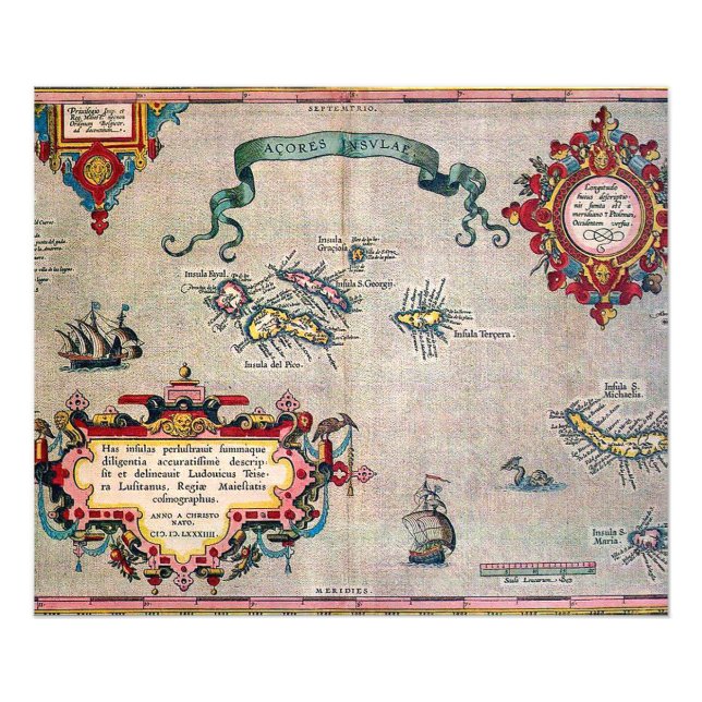 Foto Mapa antiguo de Azores - Exploración de Vintage (Frente)