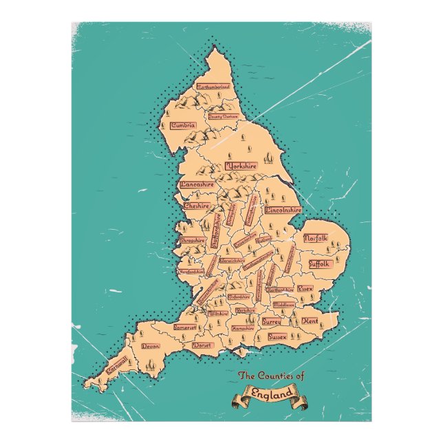 Foto Mapa antiguo de condados de Inglaterra (Frente)