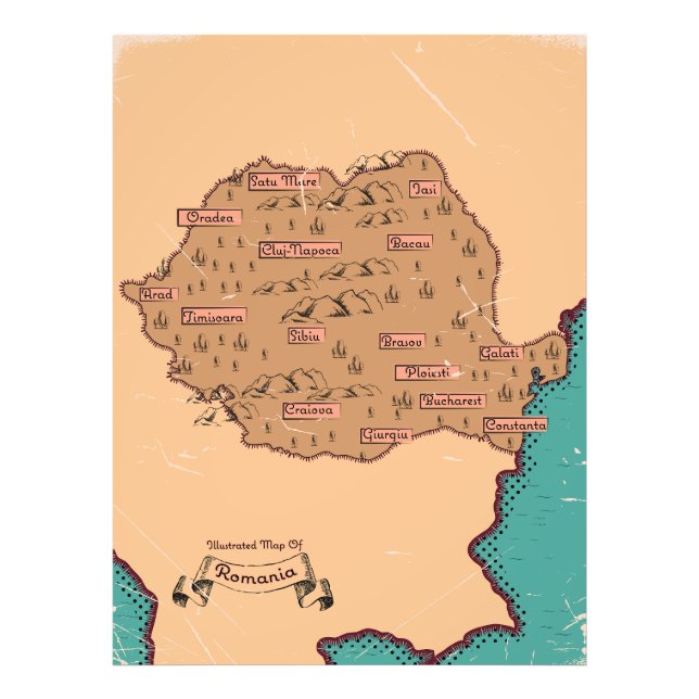 Foto Mapa antiguo de condados de Rumania (Frente)
