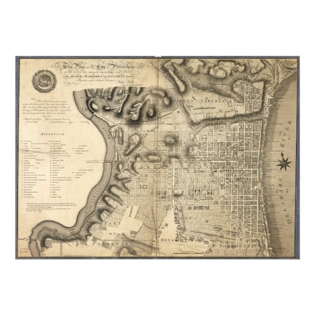 Foto Mapa antiguo de Filadelfia Pennsylvania de 1796 (Frente)
