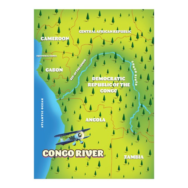 Foto Mapa antiguo hermoso del río Congo (Frente)