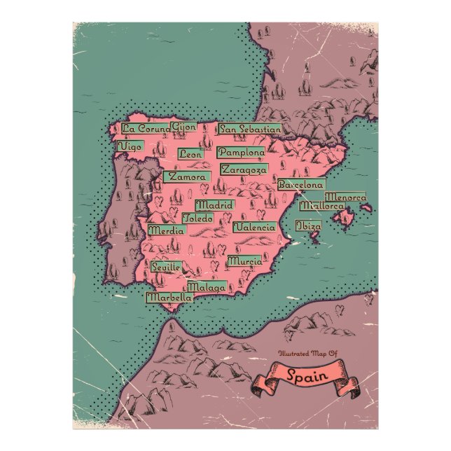 Foto Mapa antiguo vintage de España (Frente)
