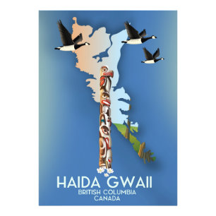 Foto mapa canadiense de haida gwaii Columbia Británica