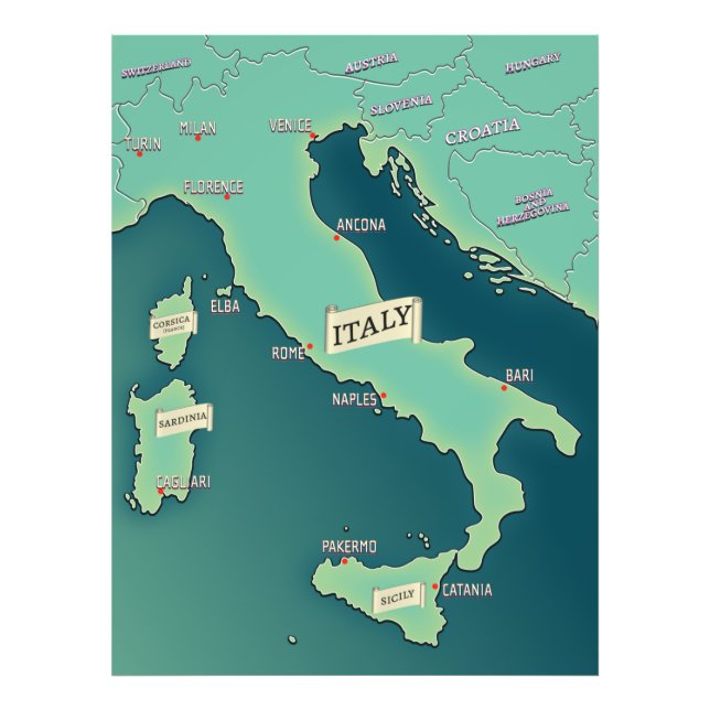 Foto Mapa Clásico De Italia (Frente)