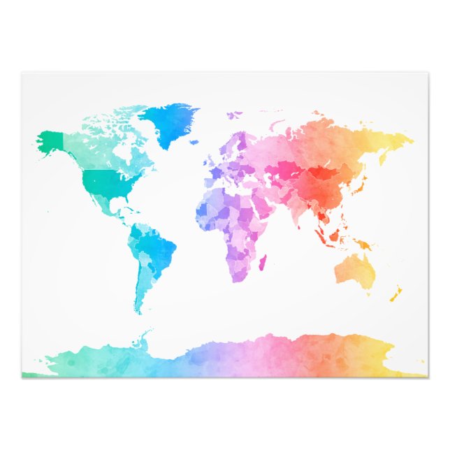 Foto Mapa de acuarelas del Mapa Mundial (Frente)
