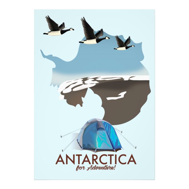Foto Mapa de afiches de Antártida For Adventure Travel. (Frente)