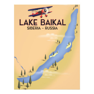 Foto Mapa de afiches de viajes rusos en el lago Baikal