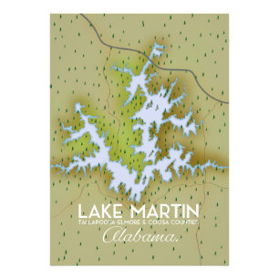 Foto Mapa de afiches del viaje del lago Martin Alabama.