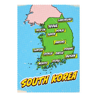Foto Mapa de arte pop ilustrado de Corea del Sur